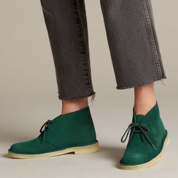 Clarks Womens Desert Boot Ankle Boots Green | UK-1594308